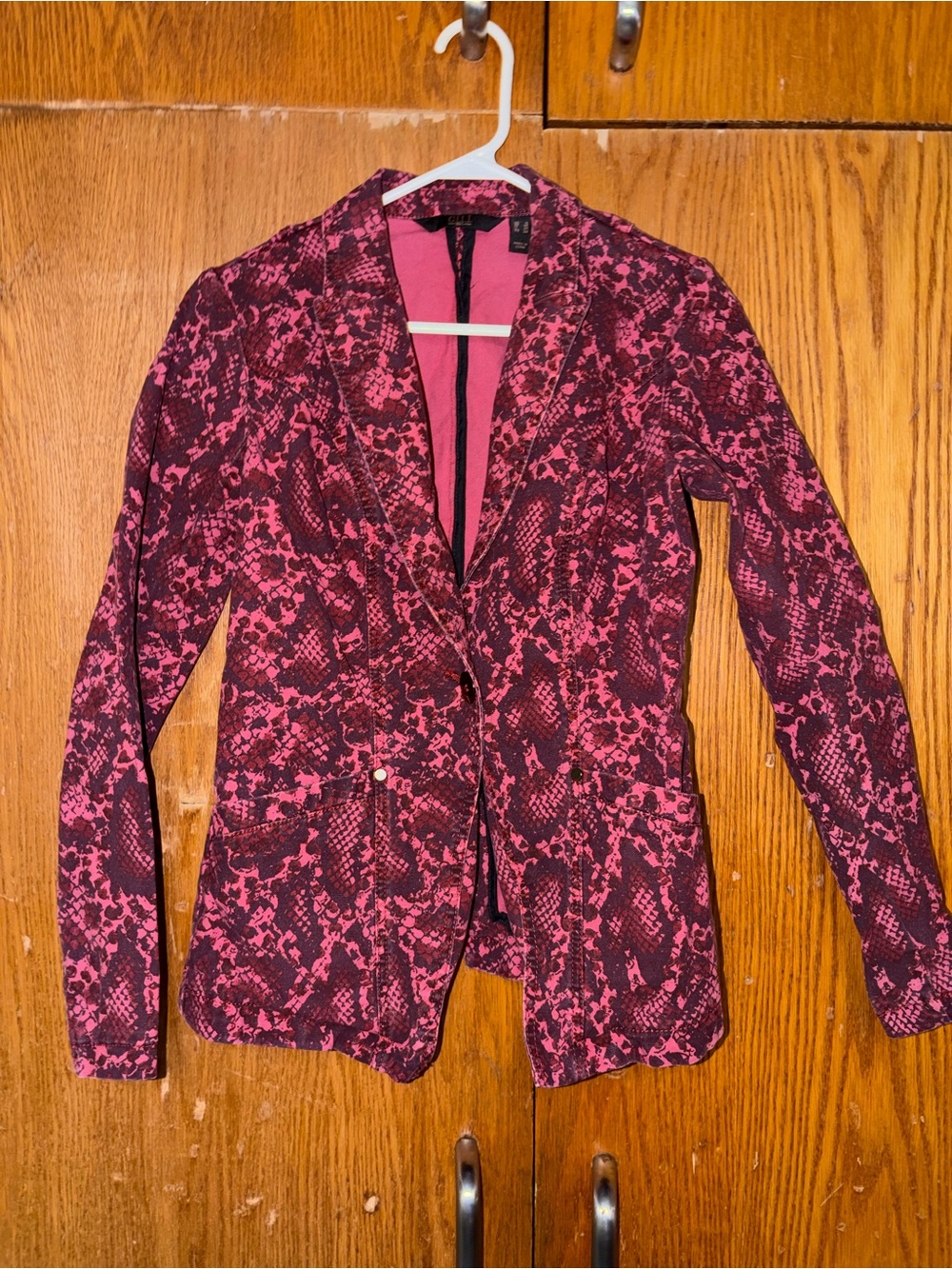 G.I.L.I. Pink Snake-Print Blazer Jacket